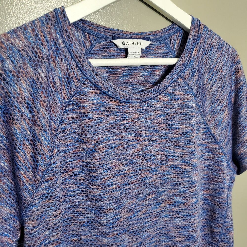 Athleta Ultimate Train Mesh Tee Womens Size Medium Multicolor Athleisure Workout - Picture 2 of 7